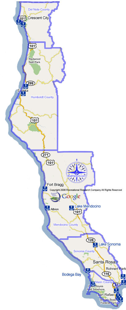 Northern California Coastal Marina Map